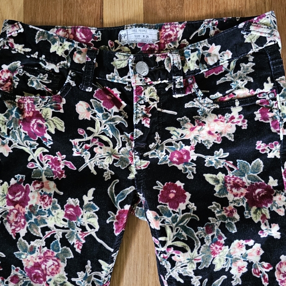 Free People Floral Corduroy Stretch Pants Women's Size 28" Waist X 26" Inseam - Picture 4 of 15